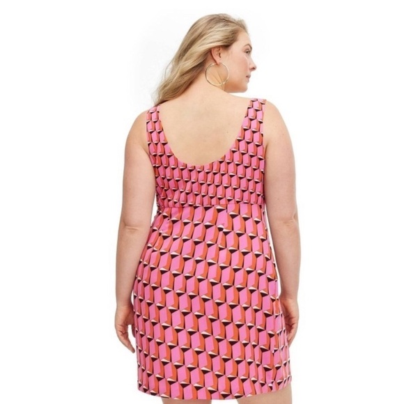 Diane Von Furstenberg X Target 90s Mini Dress Shift Pink Modern Geo Size 12 - Picture 3 of 7